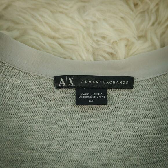 Armani Exchange Size Small S Silver Gray Grey Metallic Open Long Sleeve Cardigan - Picture 4 of 7